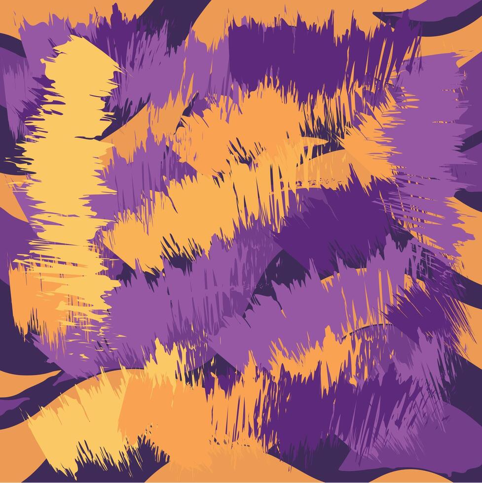 Abstract illustration with a dynamic and textured pattern, in shades of purple, yellow. vector