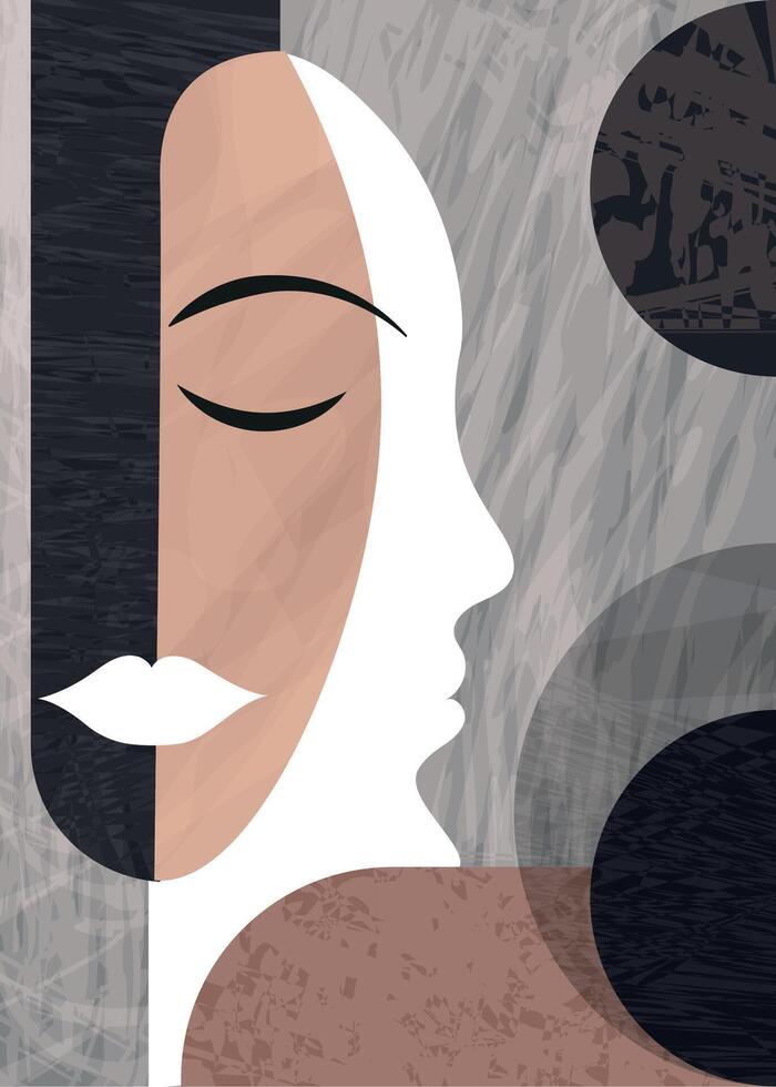 A stylized illustration of a person's profile, in an abstract style vector