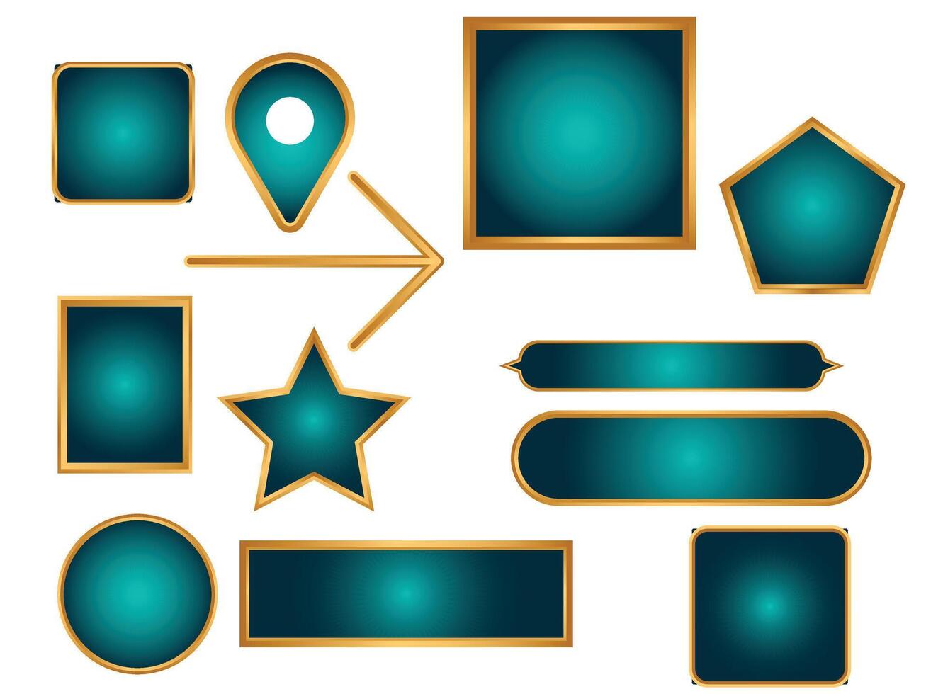 Three Sets Of Elegant Banners With Green Blue And Golden Color Gradations Pro vector