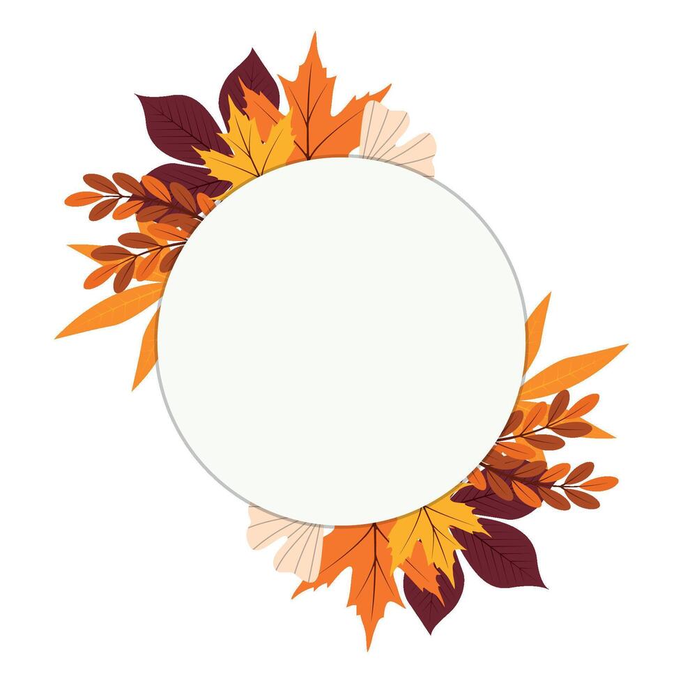 Round frame with autumn leaves isolated on transparent background. Design element for greeting card, flyer, invitation, sesonal sale, wedding, festival. illustration vector
