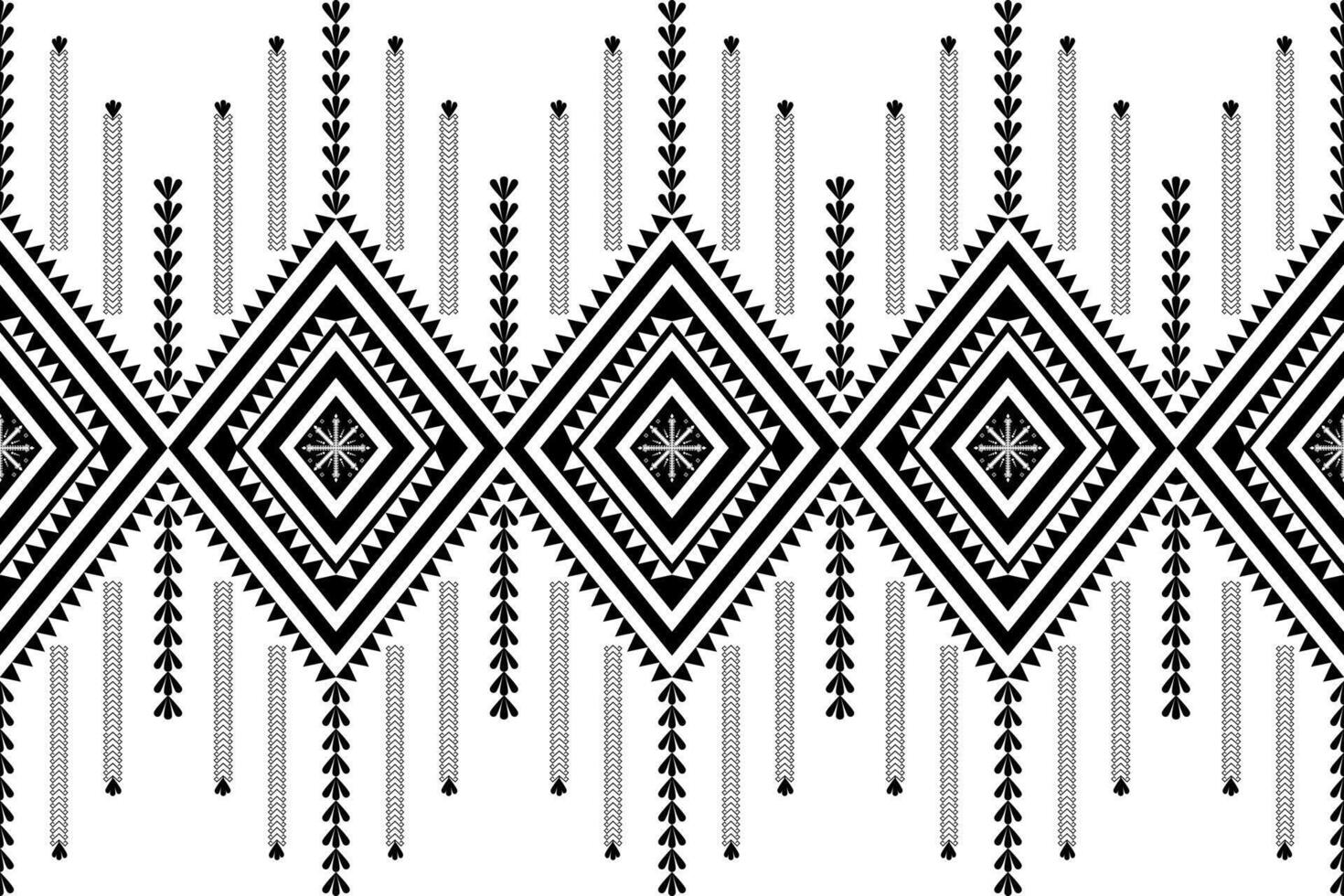 Vntage black and white Thai abstract tribal seamless Ethnic pattern vector