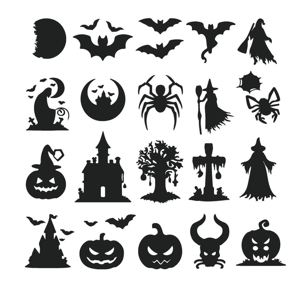 Halloween set elements design white background vector