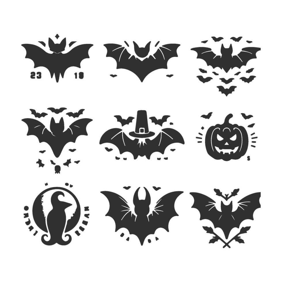 Set of halloween silhouettes isolated on white background vector