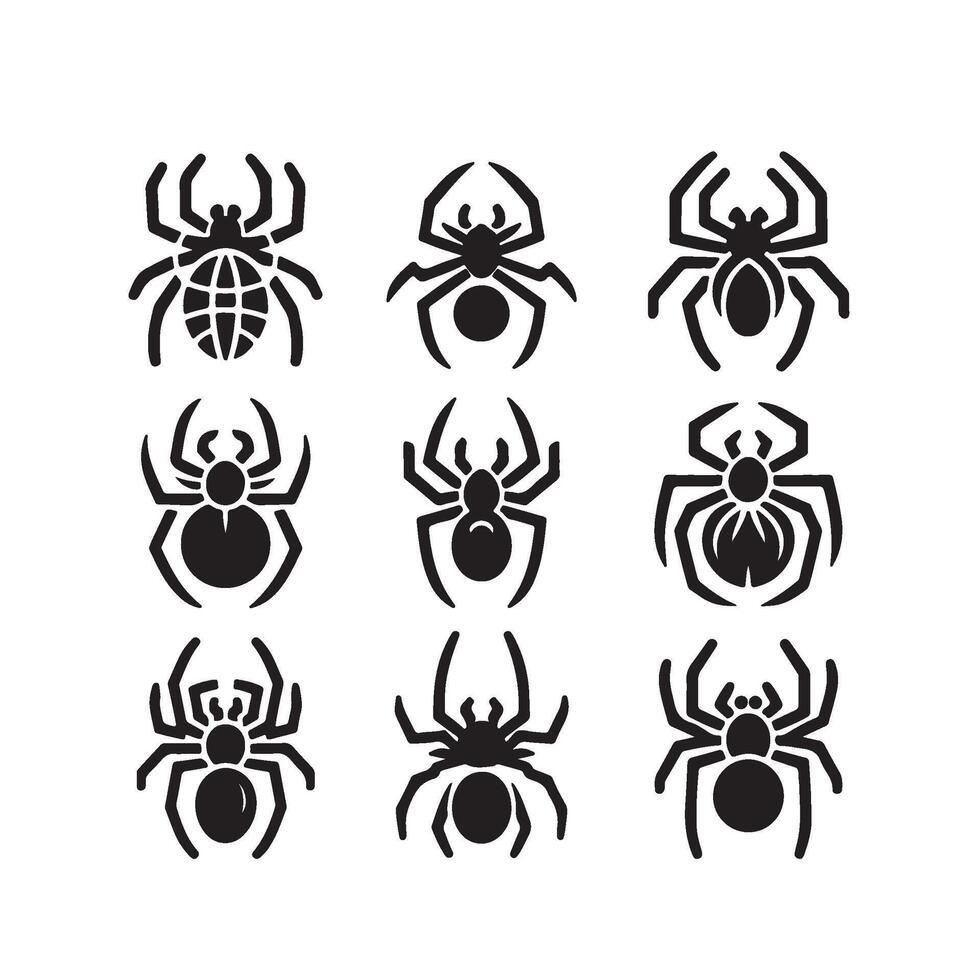 spider silhouettes design vector