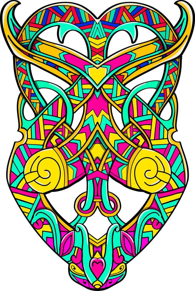 An elegant illustration showcasing a multicolored ethnic ornament pattern, combining classic and modern design influences. vector