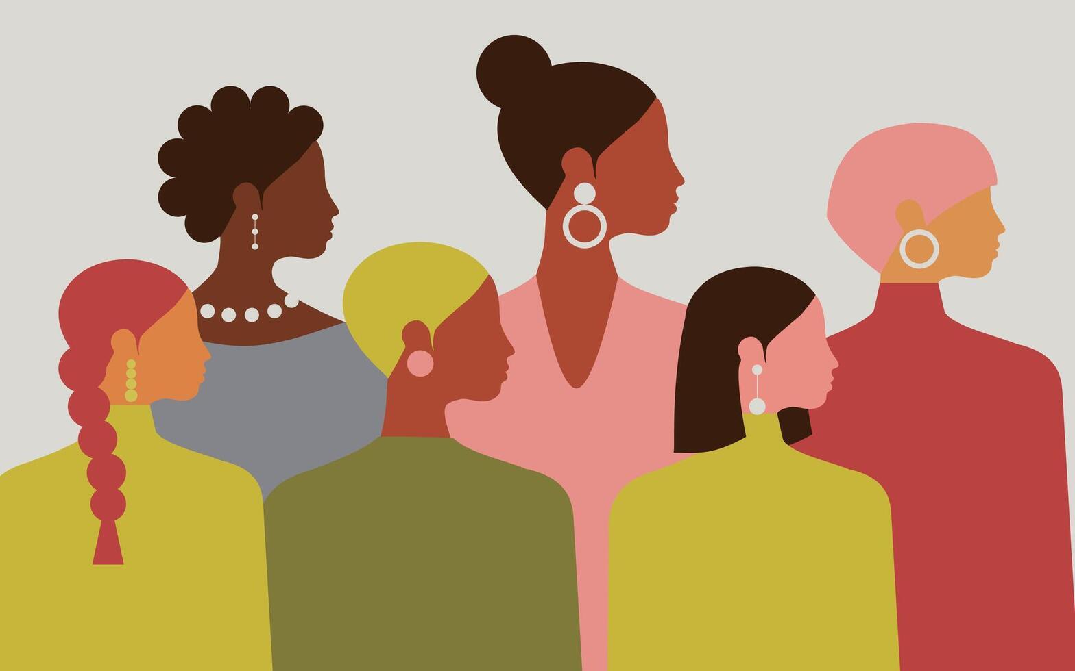 Women of different nationalities and their strength in the struggle for equal rights vector