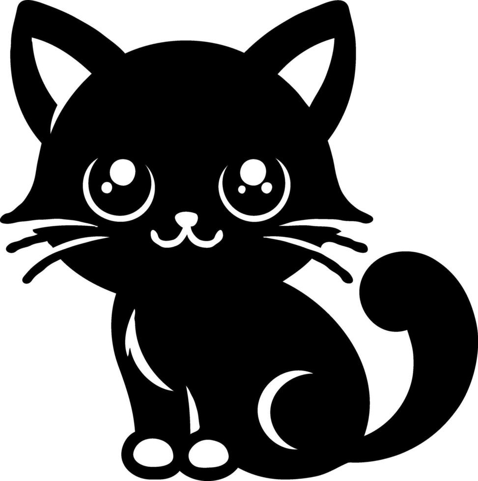 A black and white cat with big eyes vector
