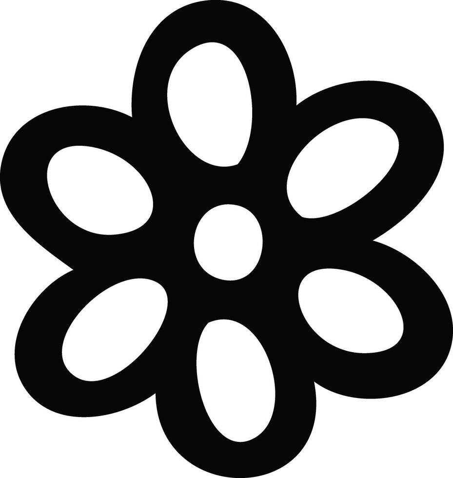 A black and white flower with four petals vector