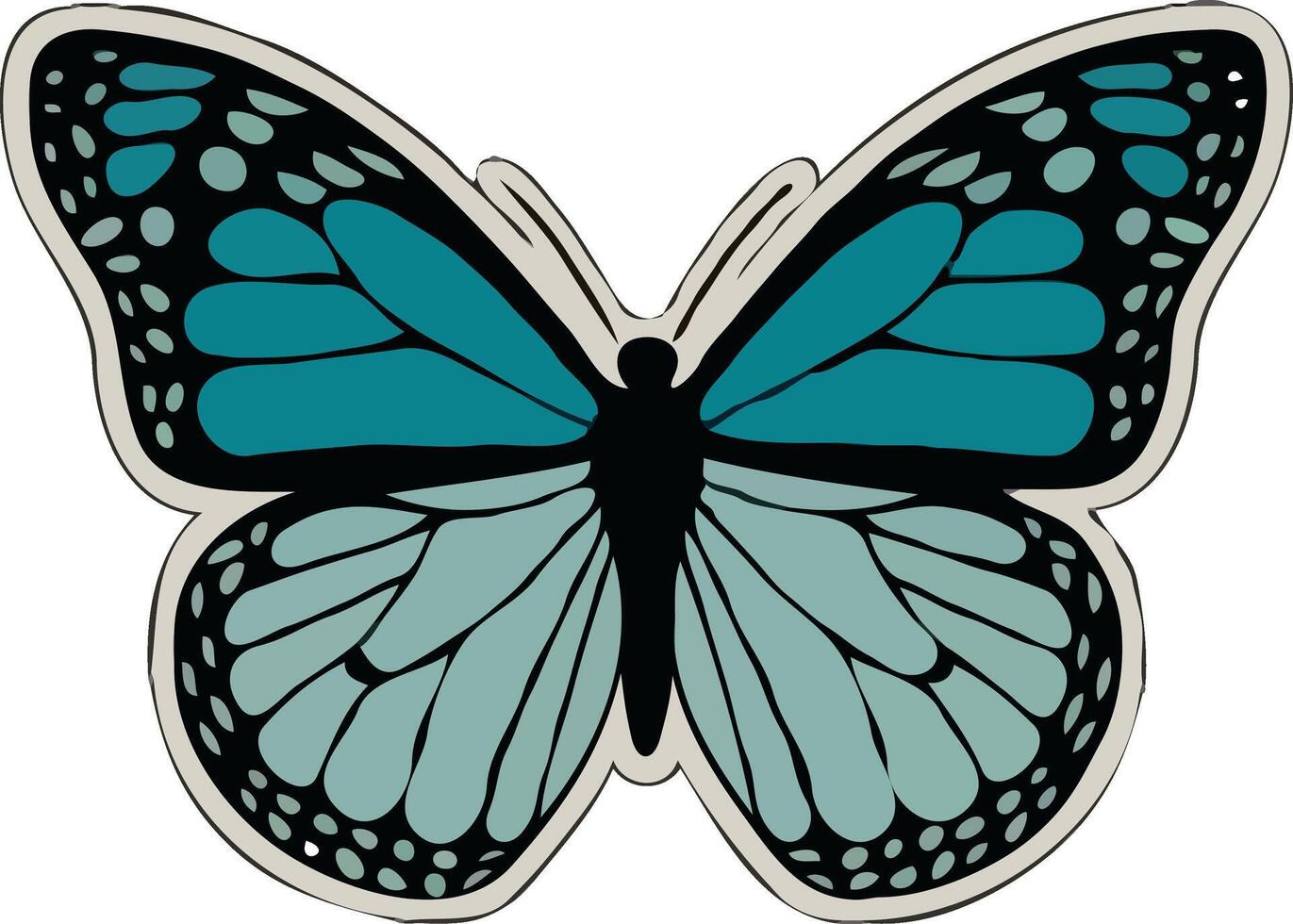 A blue butterfly with black wings is shown vector