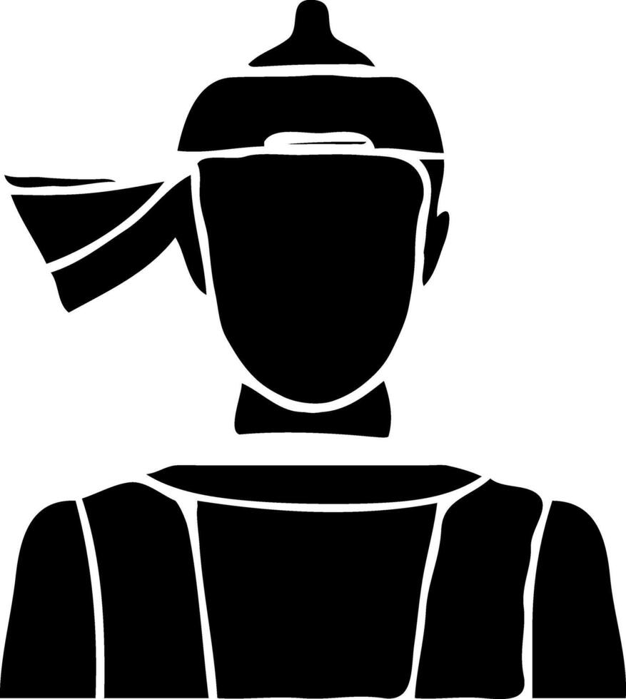 A black and white silhouette of a man in a hat vector
