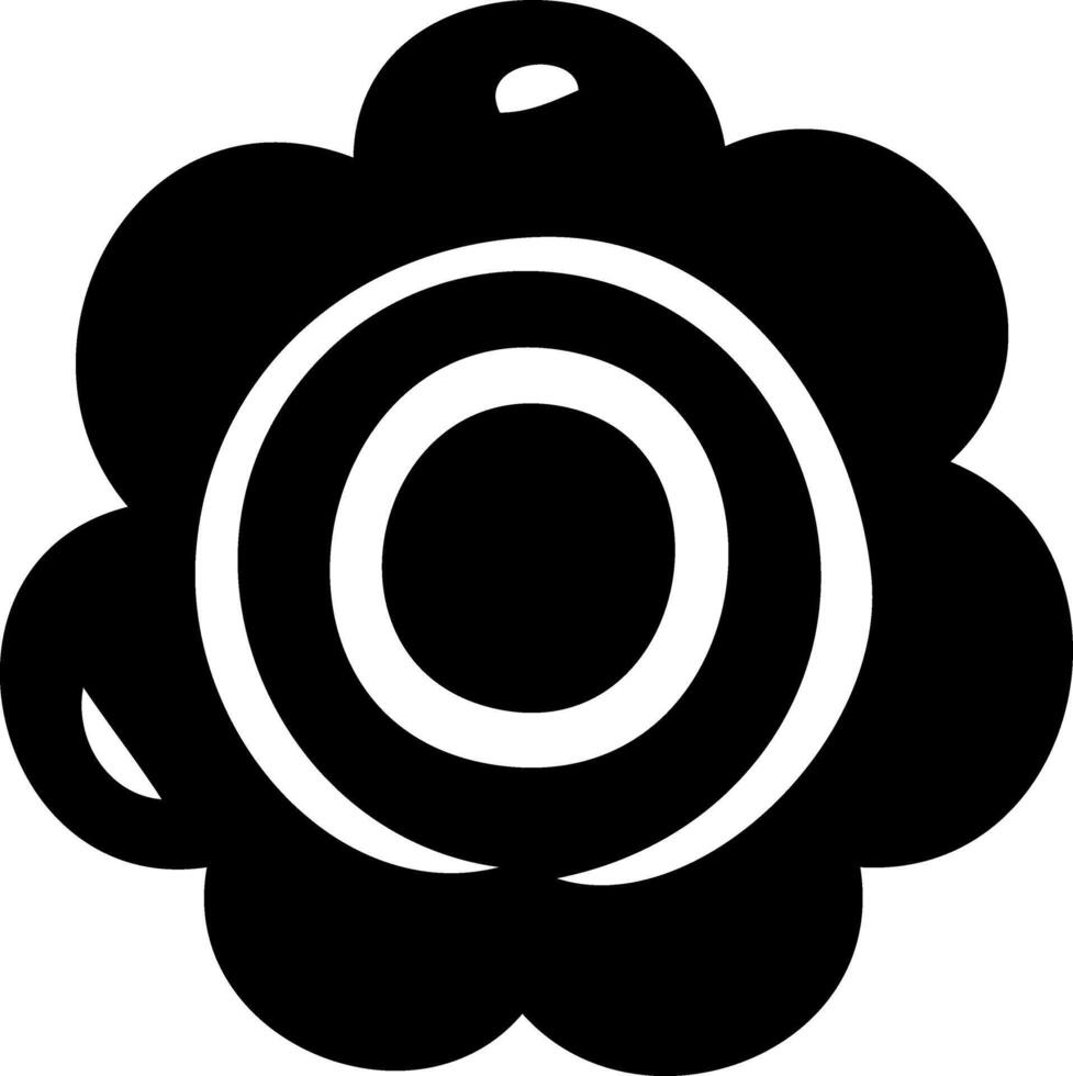 A black and white flower with a white center vector