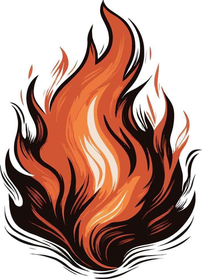 A fire with flames and flames vector
