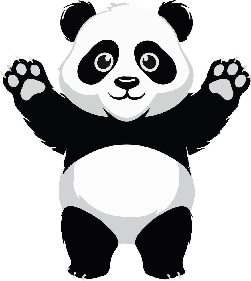 A cartoon panda bear standing with its paws up vector