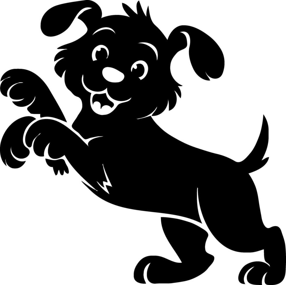 Black and white dog silhouette on white background vector