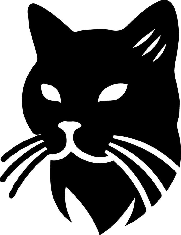 A black cat head with a white outline vector