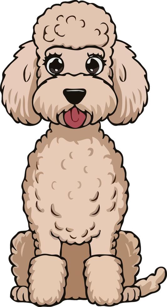 A cartoon poodle sitting down with its tongue out vector