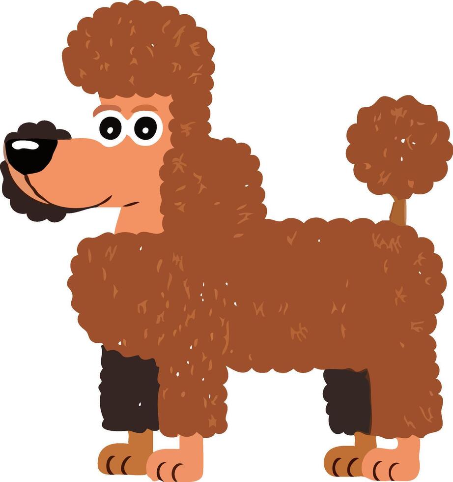 A cartoon poodle dog with a big brown coat vector