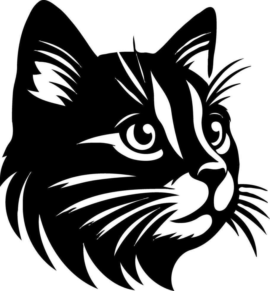 A black and white cat head on a white background vector