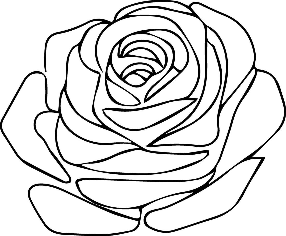 A rose coloring page with a black outline vector
