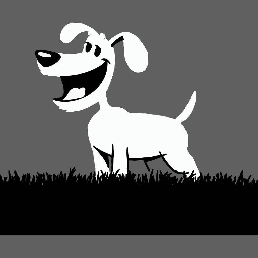 A cartoon dog standing in the grass with a sign vector