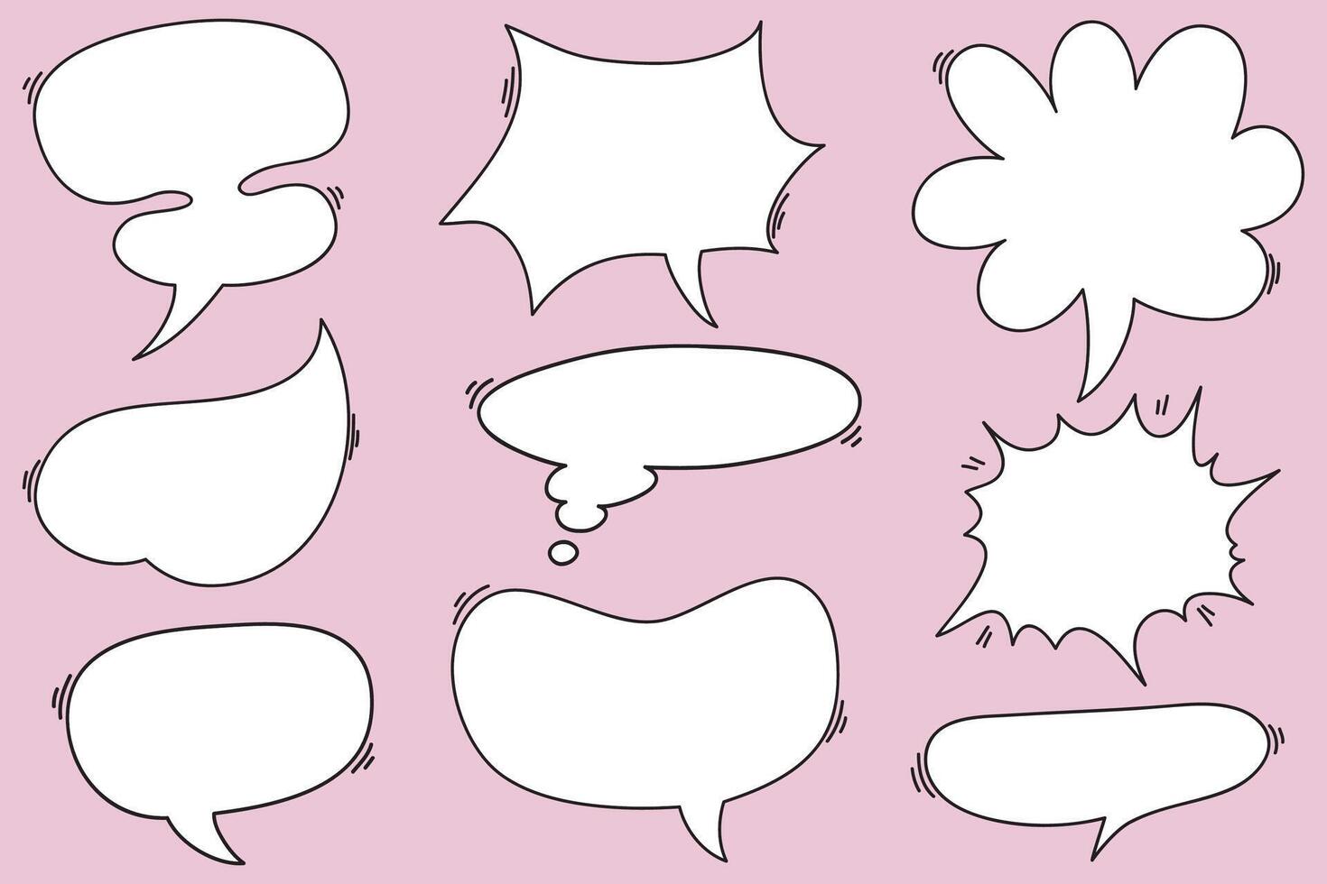 Hand drawn set of speech bubbles isolated . Doodle set element. vector