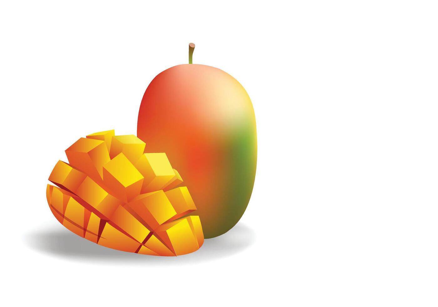 Mango slice copy-space illustration for background design. Isolated on white background. vector