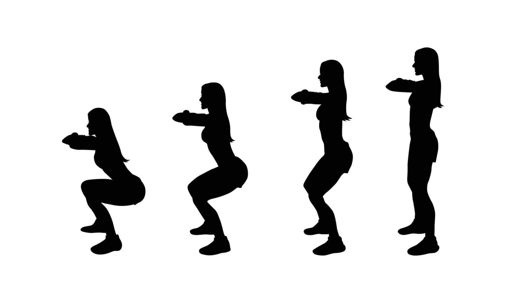 Squat jump exercise collection, silhouette illustration for design elements. vector