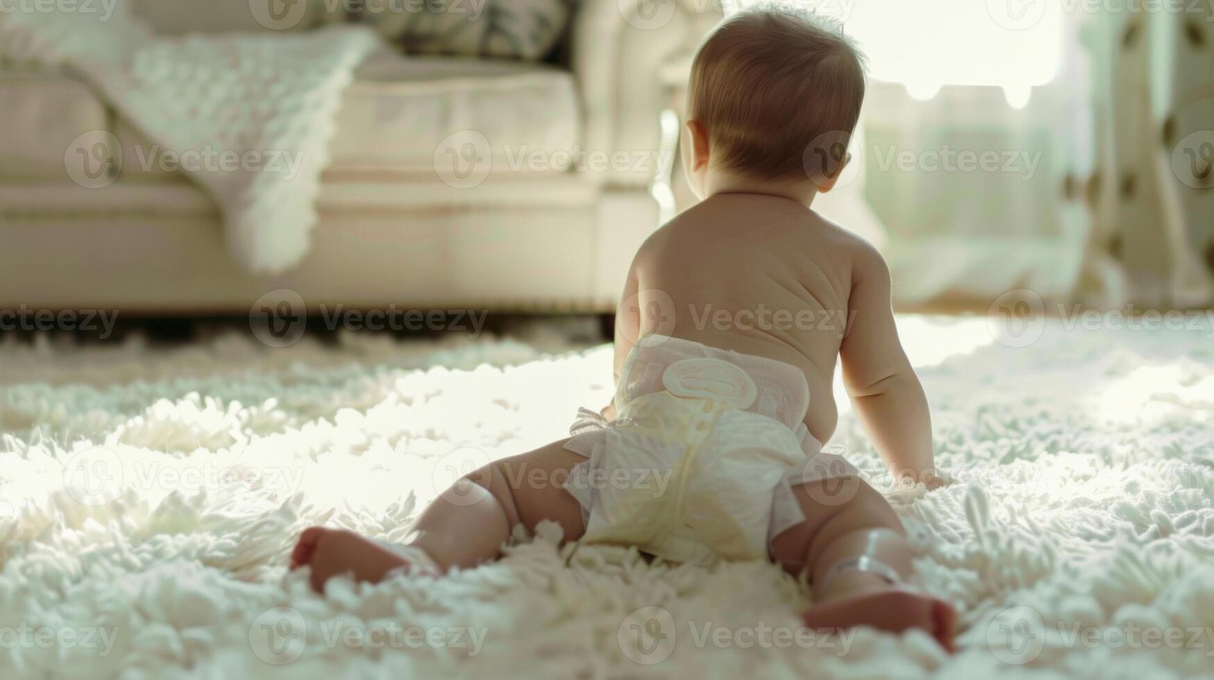 Cute small little newborn baby wearing a diaper. Baby in diaper pants photo