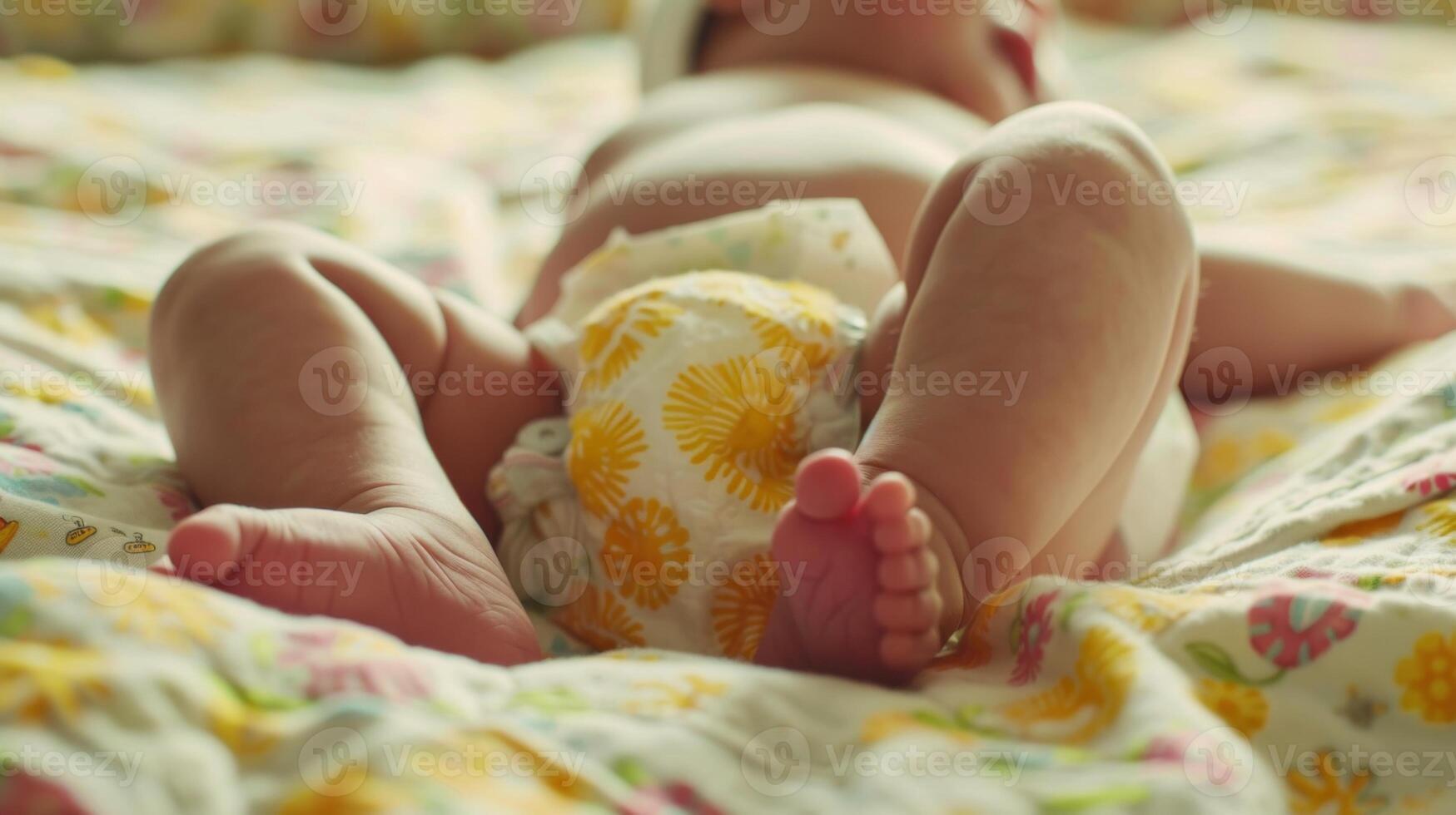Cute small little newborn baby wearing a diaper. Baby in diaper pants photo