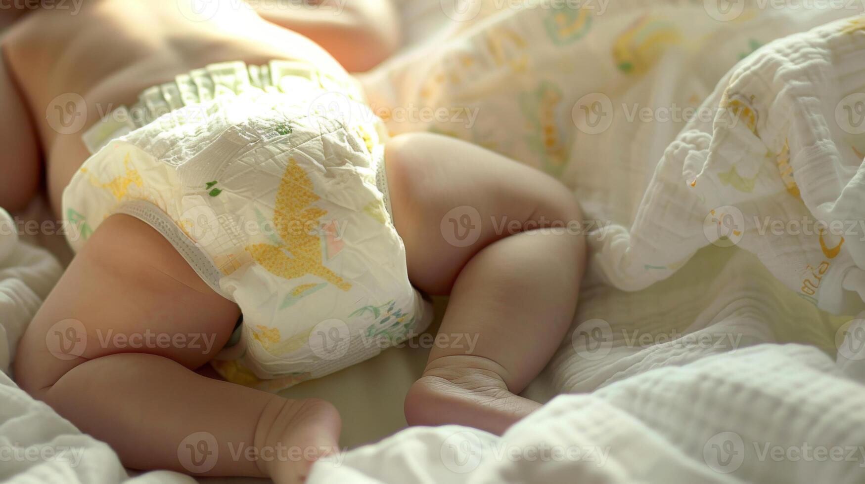 Cute small little newborn baby wearing a diaper. Baby in diaper pants photo