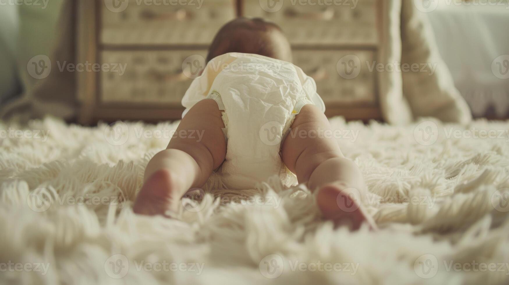 Cute small little newborn baby wearing a diaper. Baby in diaper pants photo