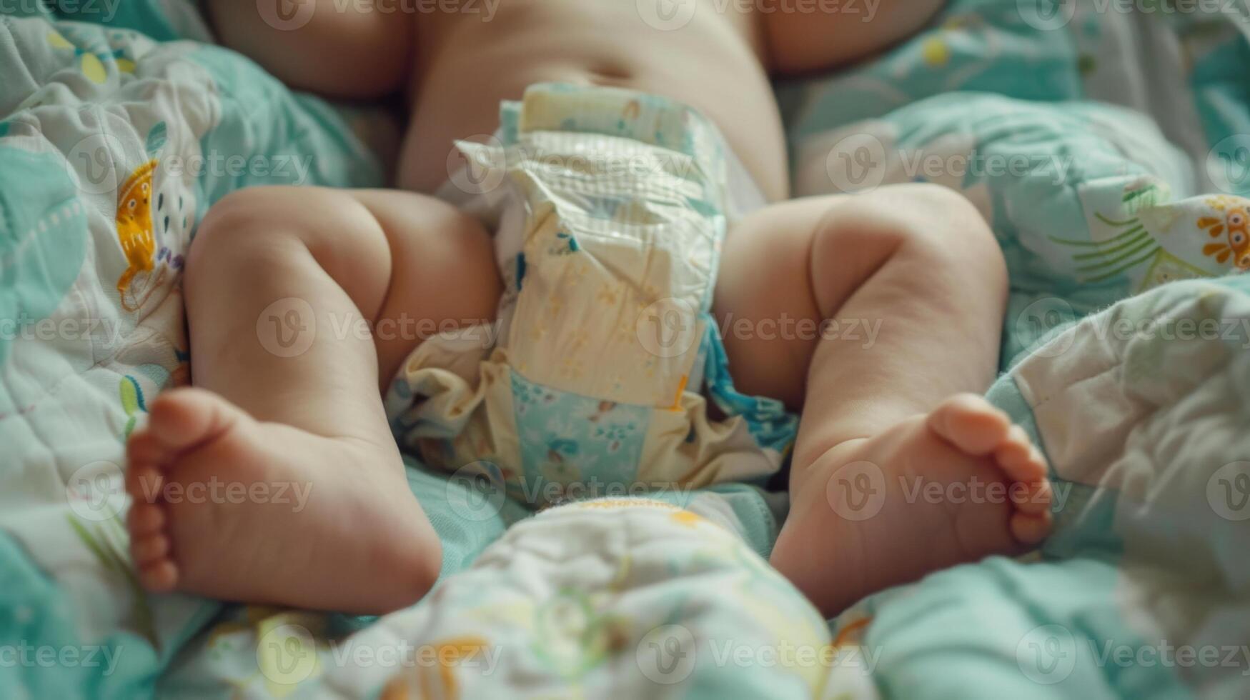 Cute small little newborn baby wearing a diaper. Baby in diaper pants photo