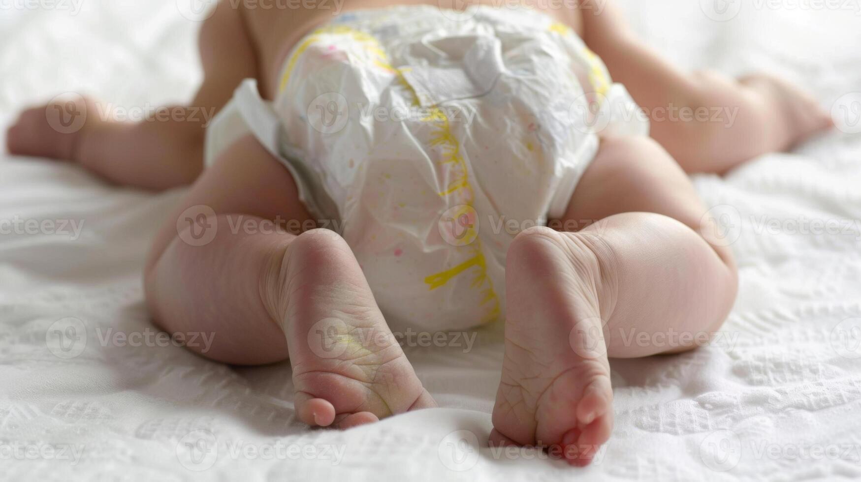 Cute small little newborn baby wearing a diaper. Baby in diaper pants photo