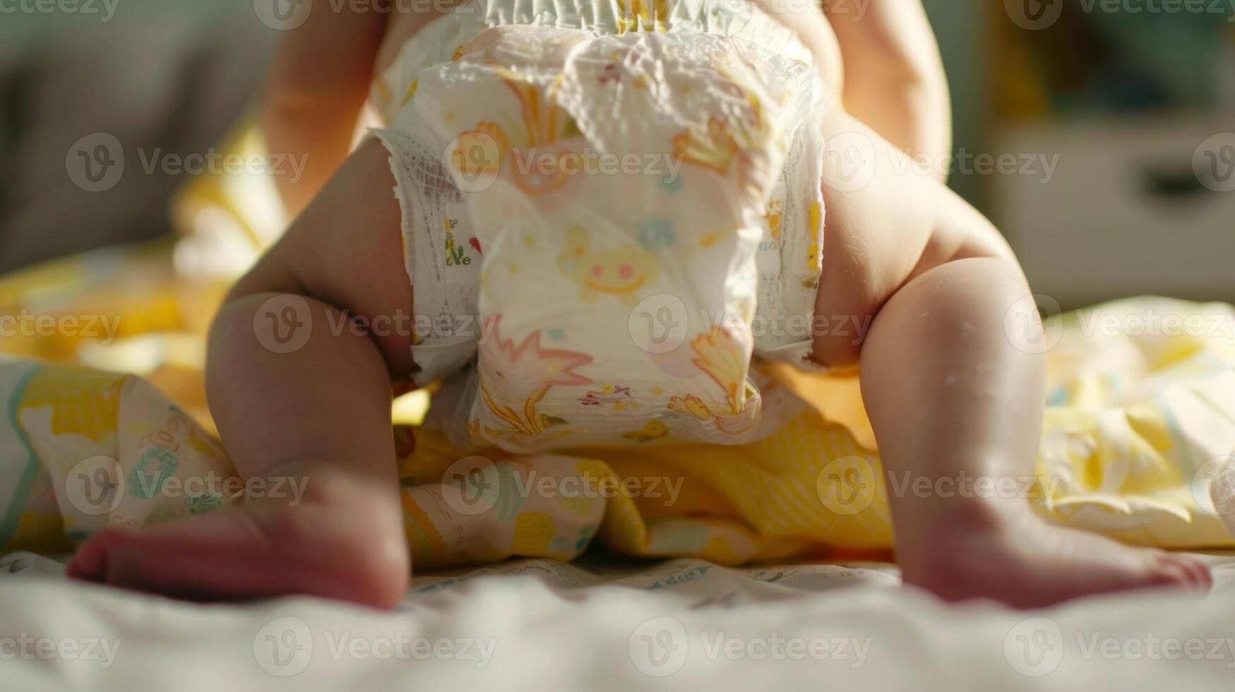 Cute small little newborn baby wearing a diaper. Baby in diaper pants photo