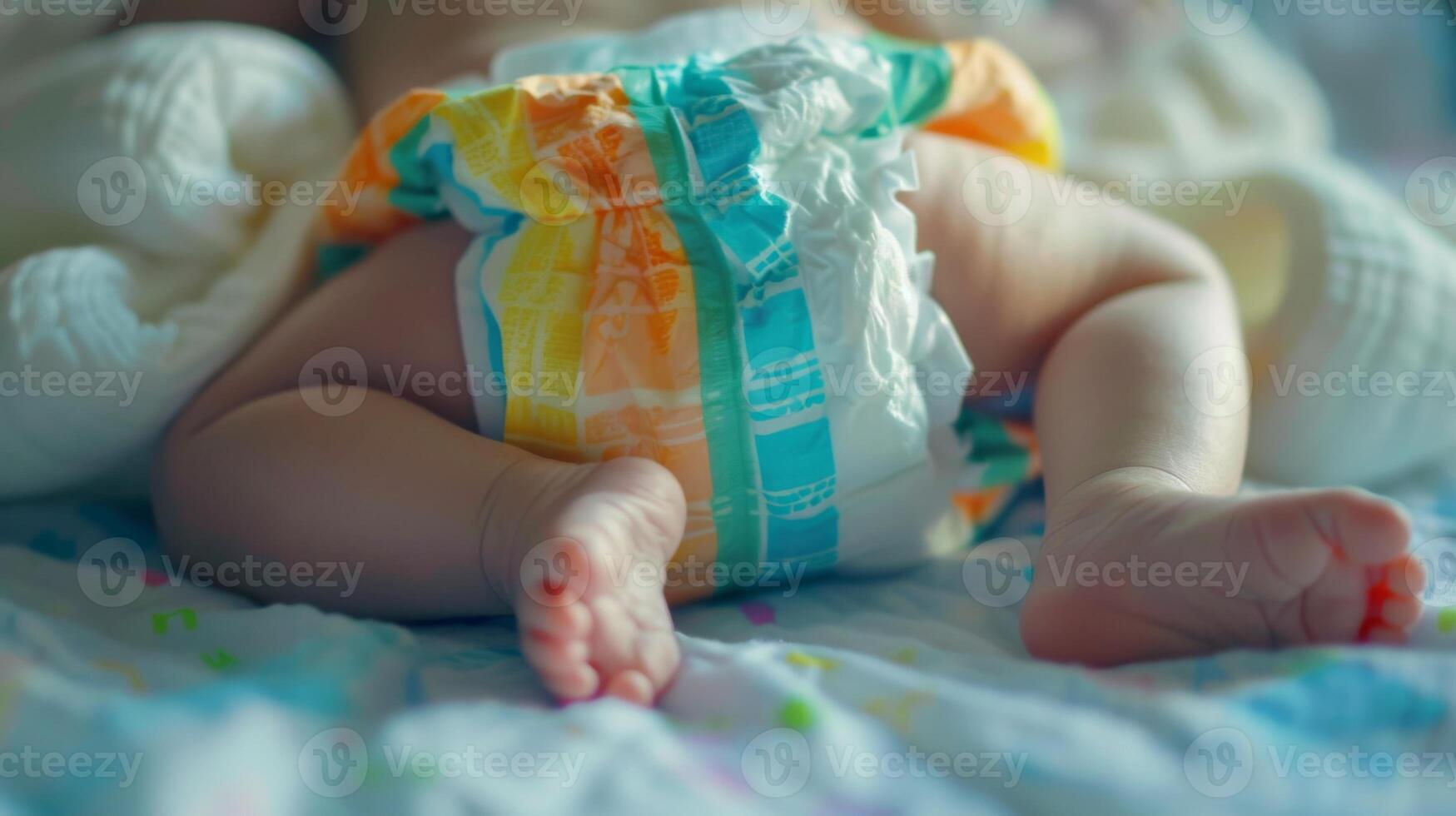 Cute small little newborn baby wearing a diaper. Baby in diaper pants photo