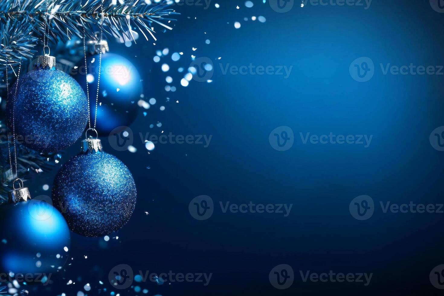 Merry Christmas and happy New Year blue background with space for text. Christmas greeting card photo
