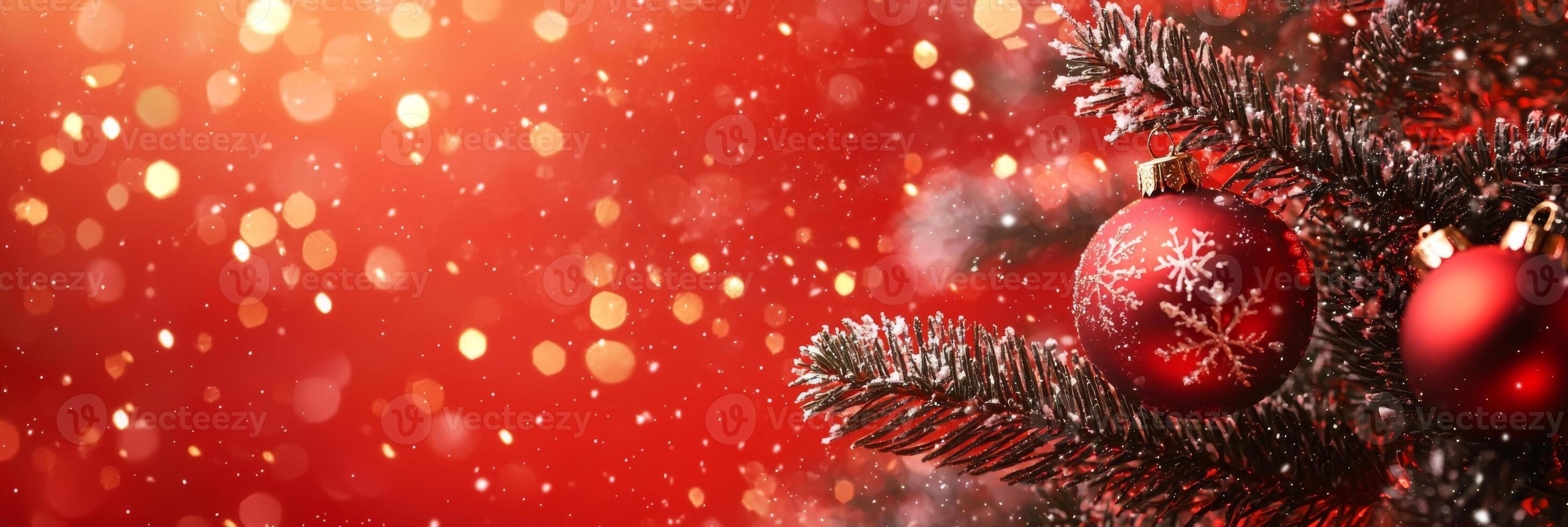 Merry Christmas and happy New Year red background with space for text. Christmas greeting card photo
