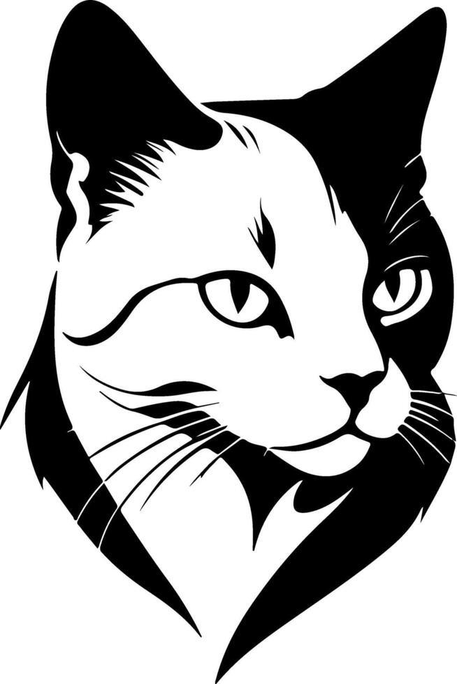 A black and white cat head on a white background vector