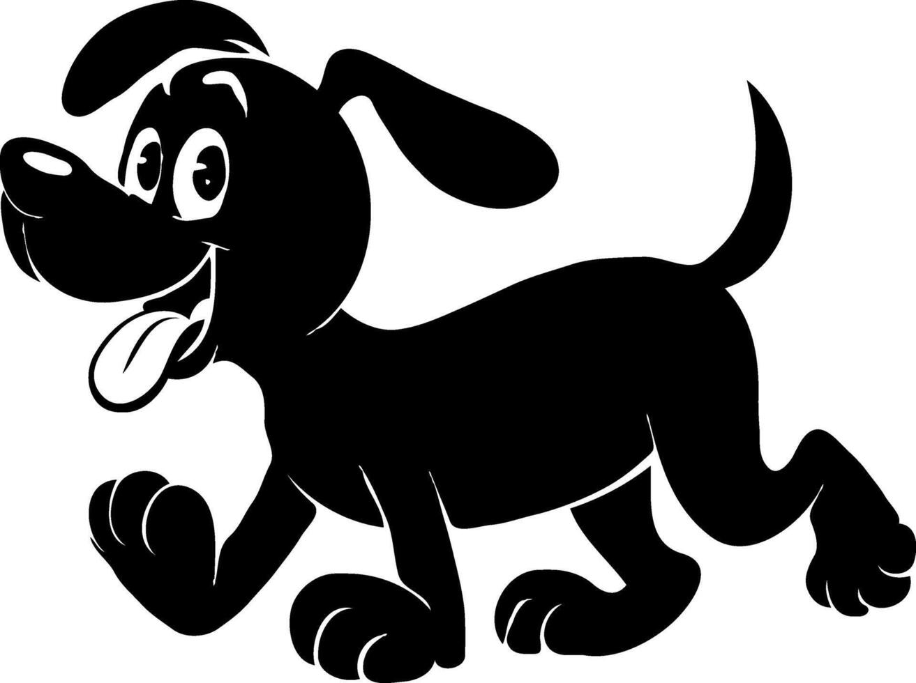 Black and white cartoon dog running vector