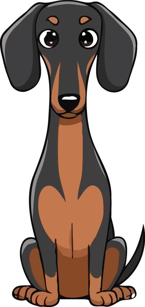 A cartoon dachshund dog sitting down vector