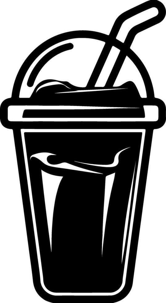 A black and white image of a drink in a cup vector