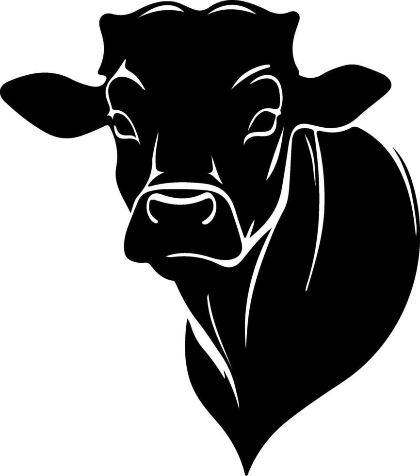 A black cow head on a white background vector