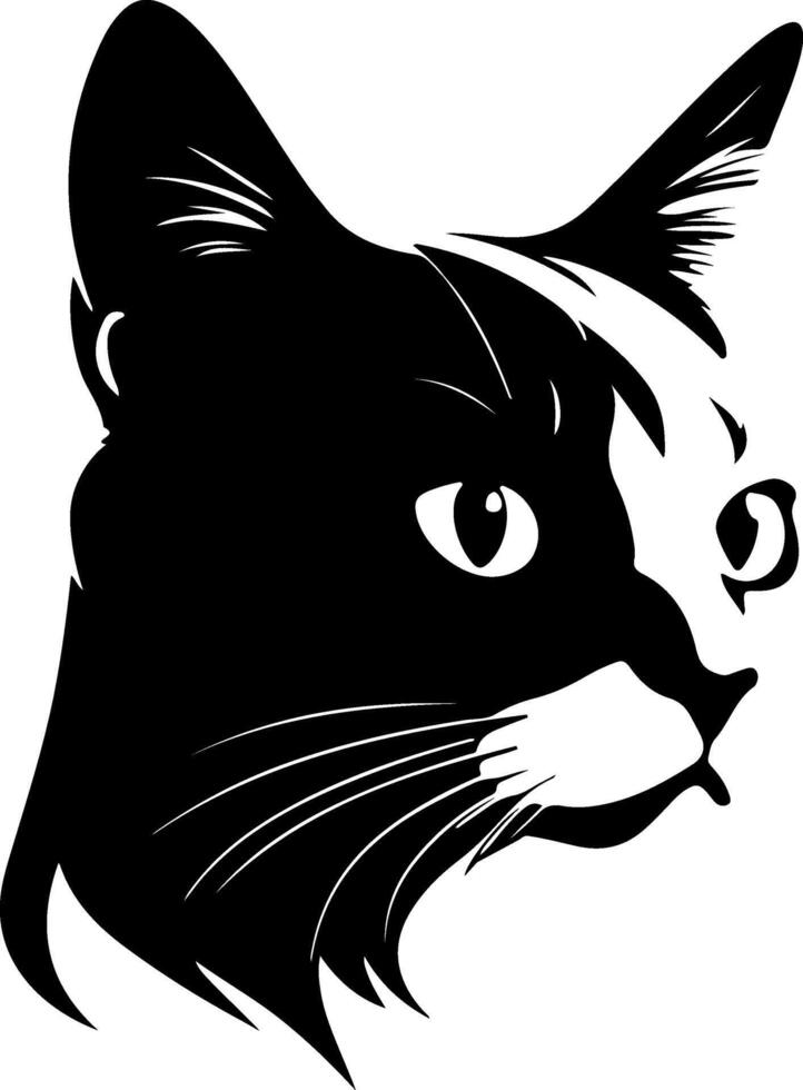 A black and white cat head with a white background vector