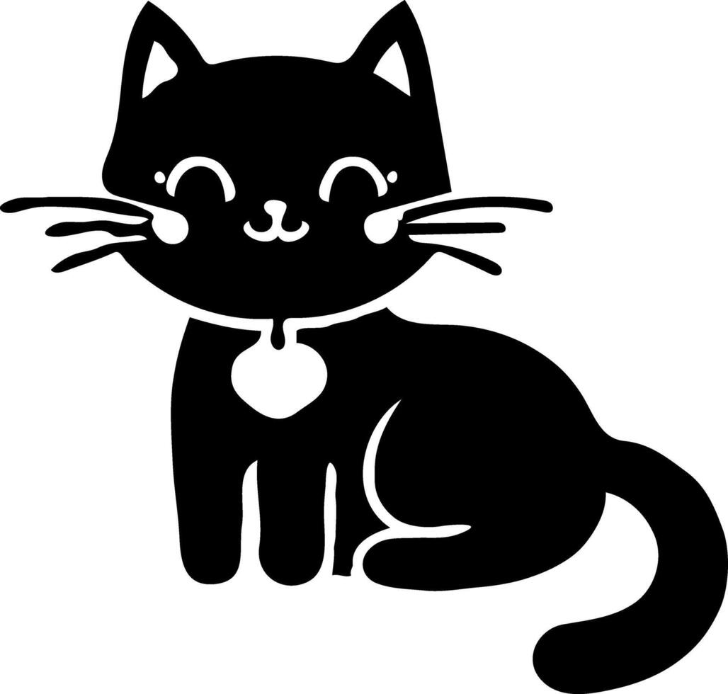 A black cat with a heart on its chest vector