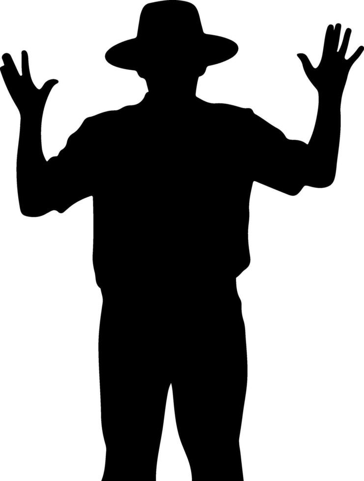 Silhouette of a man in a hat and hat vector