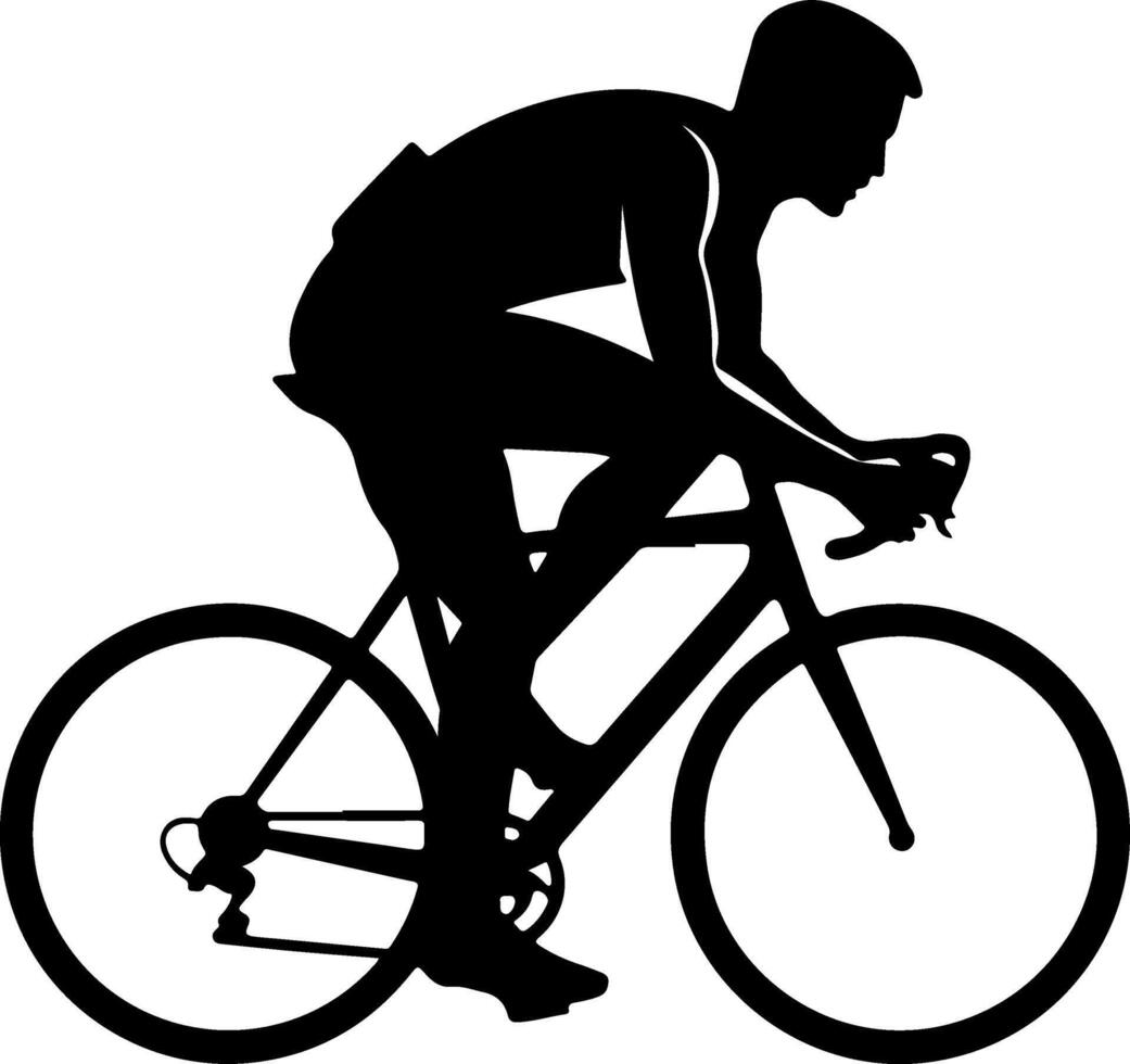 A silhouette of a man riding a bike vector