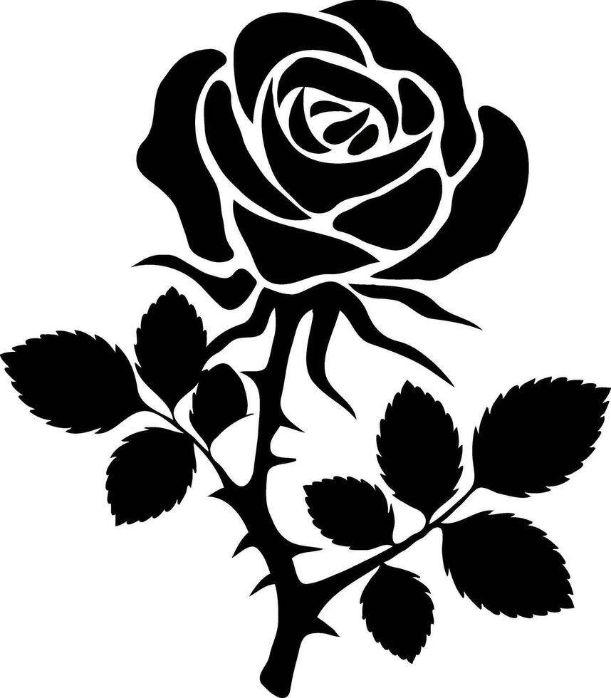 Rose black and white vector