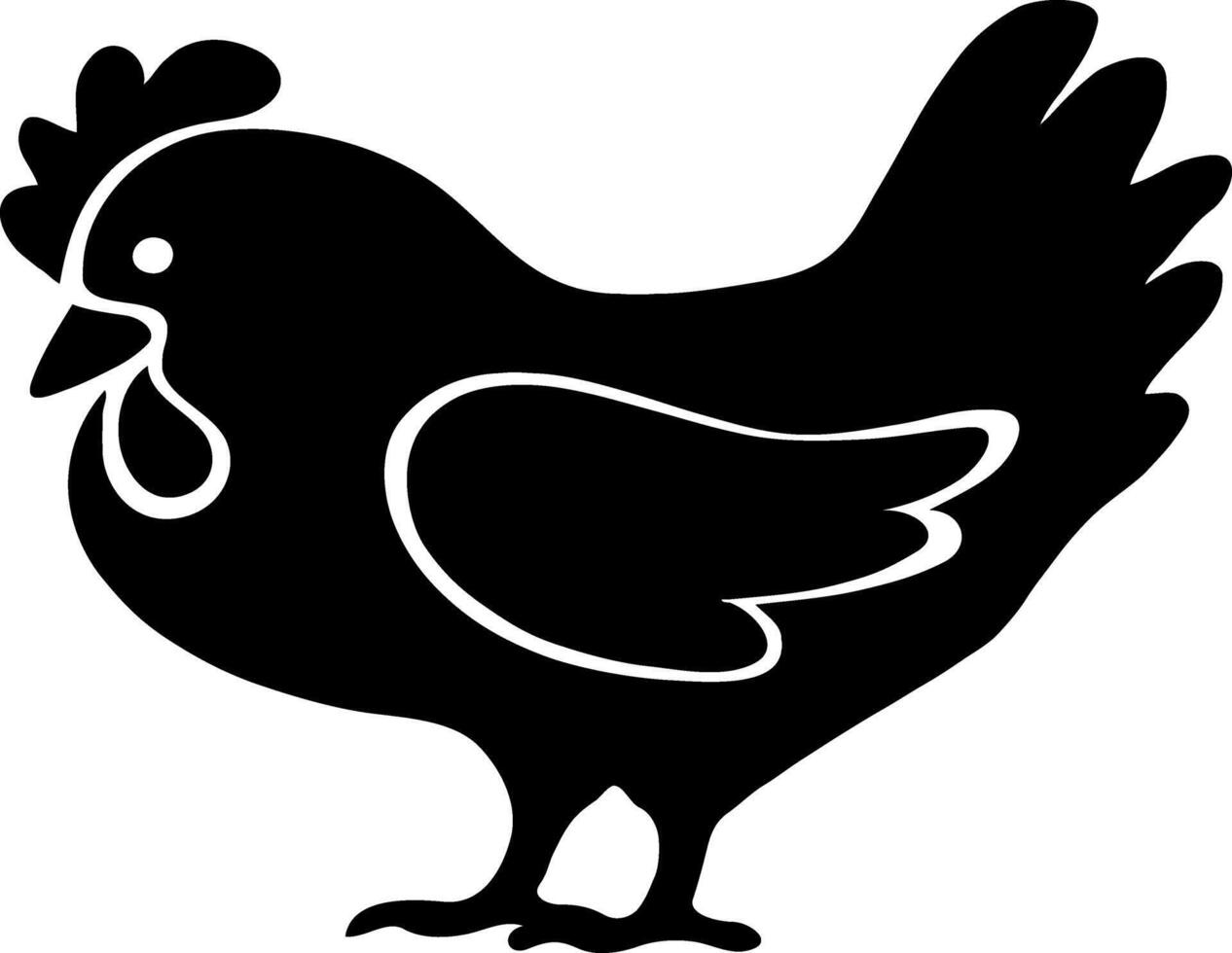 A black and white chicken silhouette on a white background vector