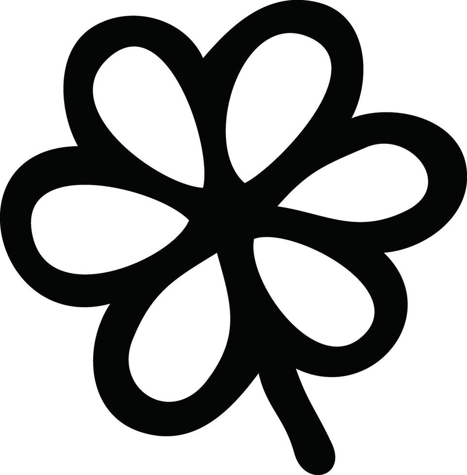 A four leaf clover is shown in black and white vector