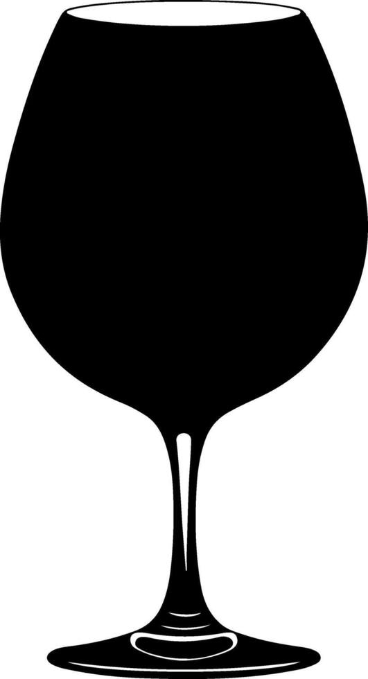 A black and white silhouette of a glass of wine vector